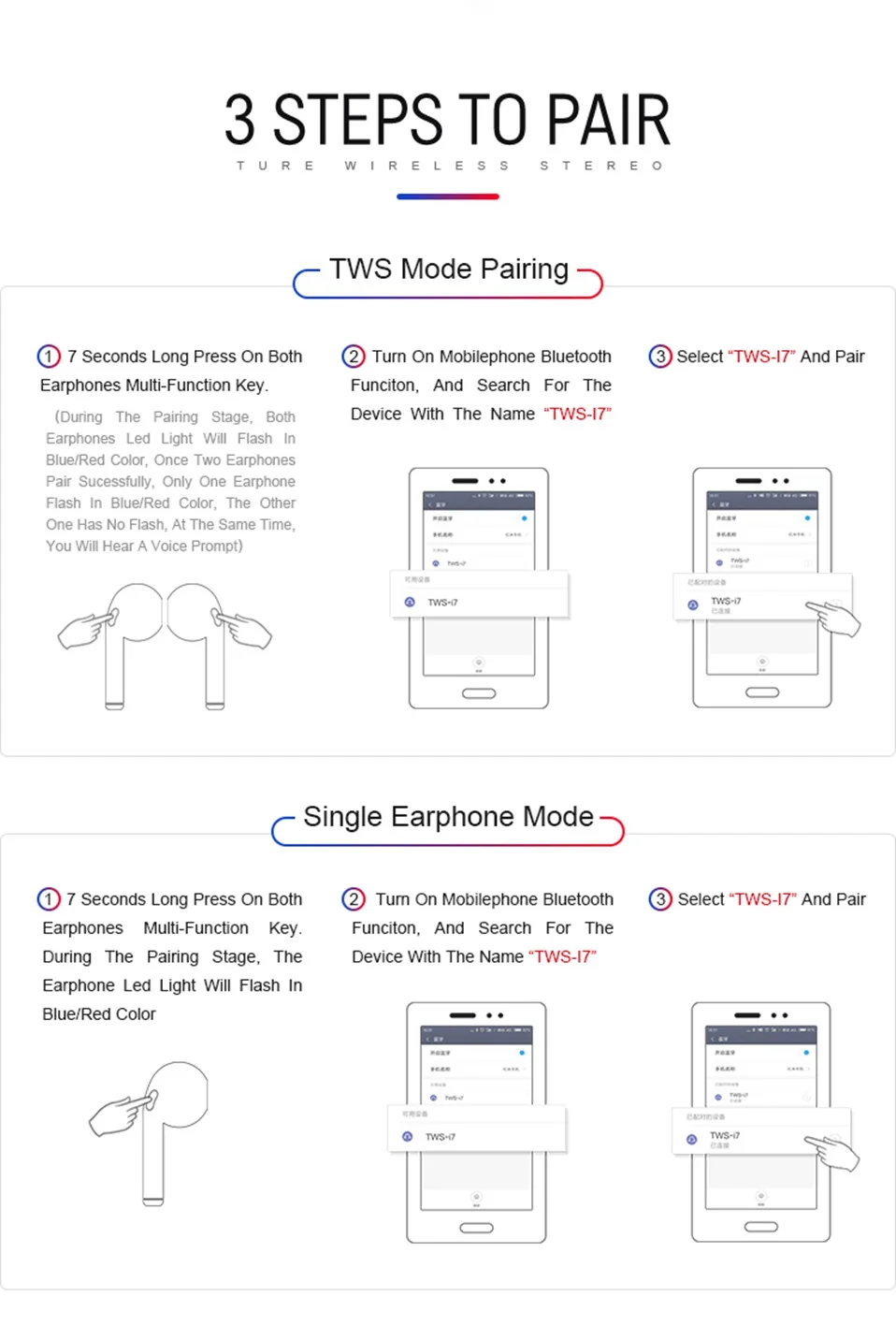 i7S TWS Wireless Bluetooth Earphone 5.0 Air Mini Headphones with Charging Case Noise Cancelling Sports Music Earphone i7s PK i30 (13)
