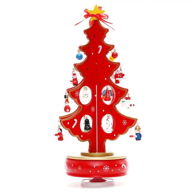 Music Box Wooden Clockwork Christmas Decoration Ornaments Crafts Gifts Unique
