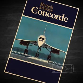 

British Airways Concorde Crown Beauty Memory Canvas Painting Retro Vintage Kraft Poster DIY Wall Home Bar Posters Decor Gift