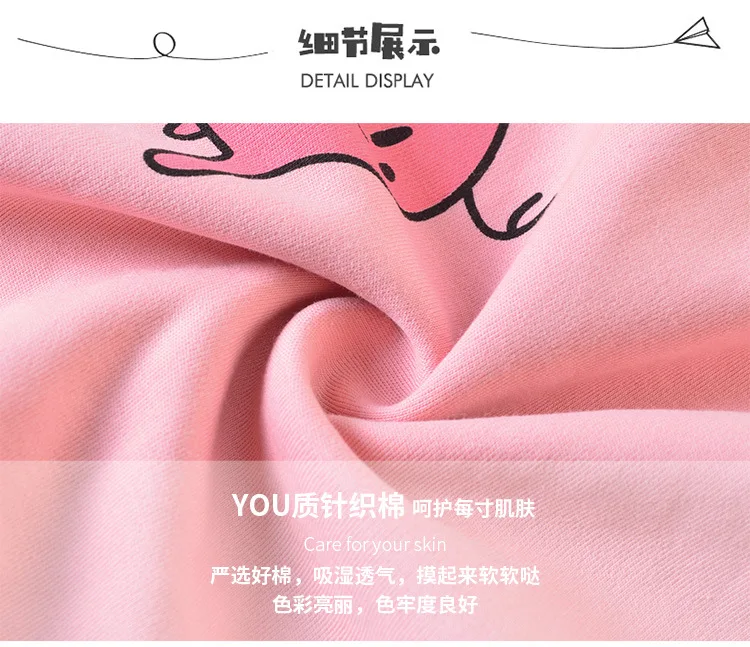 2020 Cute Cartoon Pig Girl Women Pajamas Sets Spring Autumn Pink 3 Pieces Homewear V Neck Cotton Casual Long Sleeves Long Pants