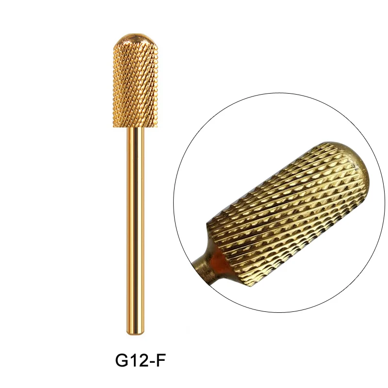Golden-G12-F 20 типов вольфрамовых карбидных сверл для ногтей, фрезы, фрезы для маникюра, фрезы для ногтей, электрические пилки для ногтей - Цвет: Golden-G12-F