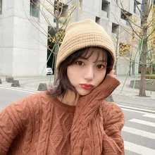 Модная шапка в рыбацком стиле для женщин; сезон зима-весна; толстая теплая вязаная Панама; Новинка; однотонная Рыбацкая шляпа; женская панама; уличная шапка