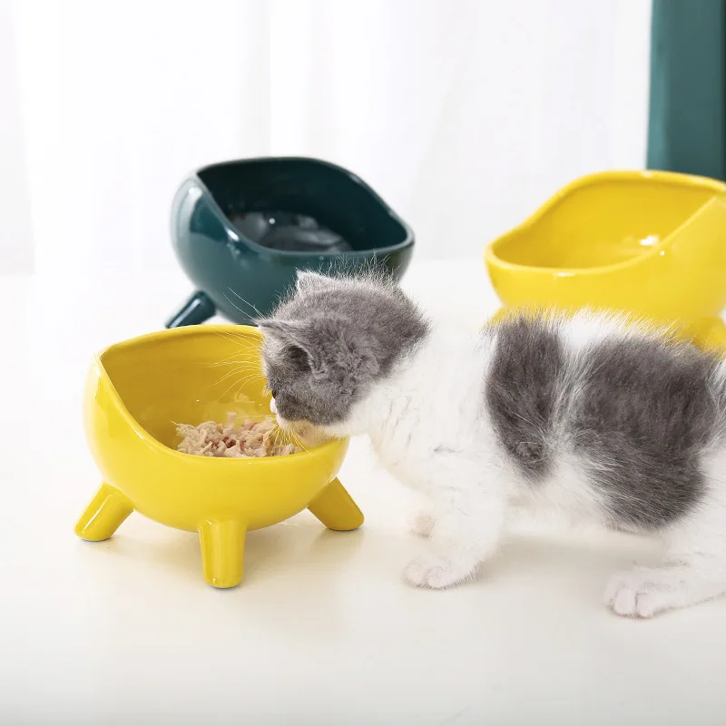 Ceramic Pet Bowl Cat Puppy Feeding Supplies Double Pet Bowls Dog Food Water Feeder Dog Accessories Durable multiple color option