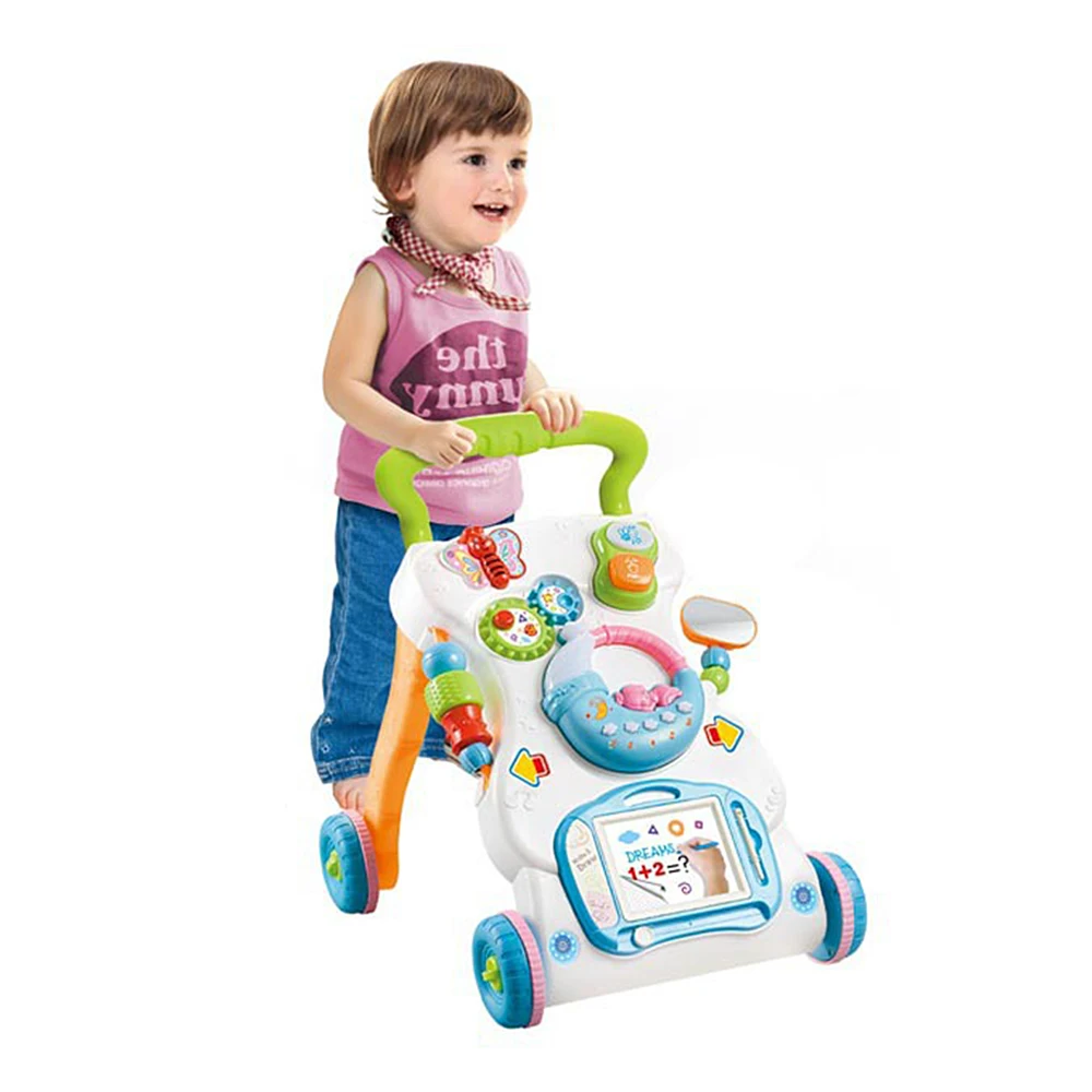 E554787 Высокое качество, детские ходунки, игрушки, многофункциональные, для малышей, на колесиках, сидя на стойке, ABS, музыкальные ходунки с регулируемым винтом для малышей - Цвет: E554787
