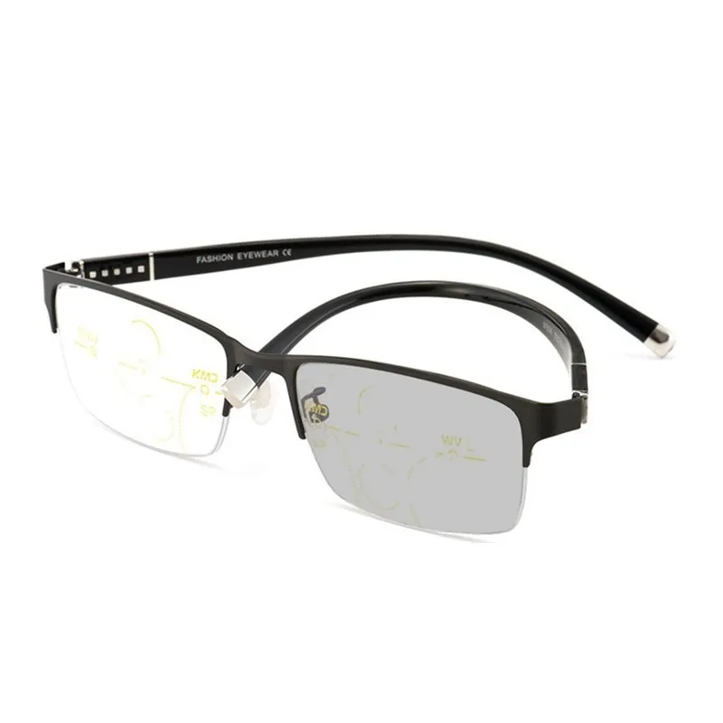 photochromic Мужские и женские очки по рецепту диоптрий Tr90 металлические прогрессивные многофокальные очки для чтения фотохромные анти Синие лучи увеличительное - Цвет оправы: photochromic