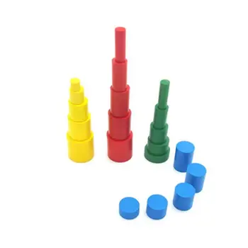 

Montessori Wooden Cylinders Educational Toys With Card Kids Children Early Teaching Gift P31B