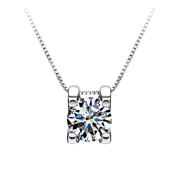 

18K White Gold Au750 Real Diamond Women Pendant Necklaces Classic Round Wedding Party Engagement Anniversary Necklaces Birthday