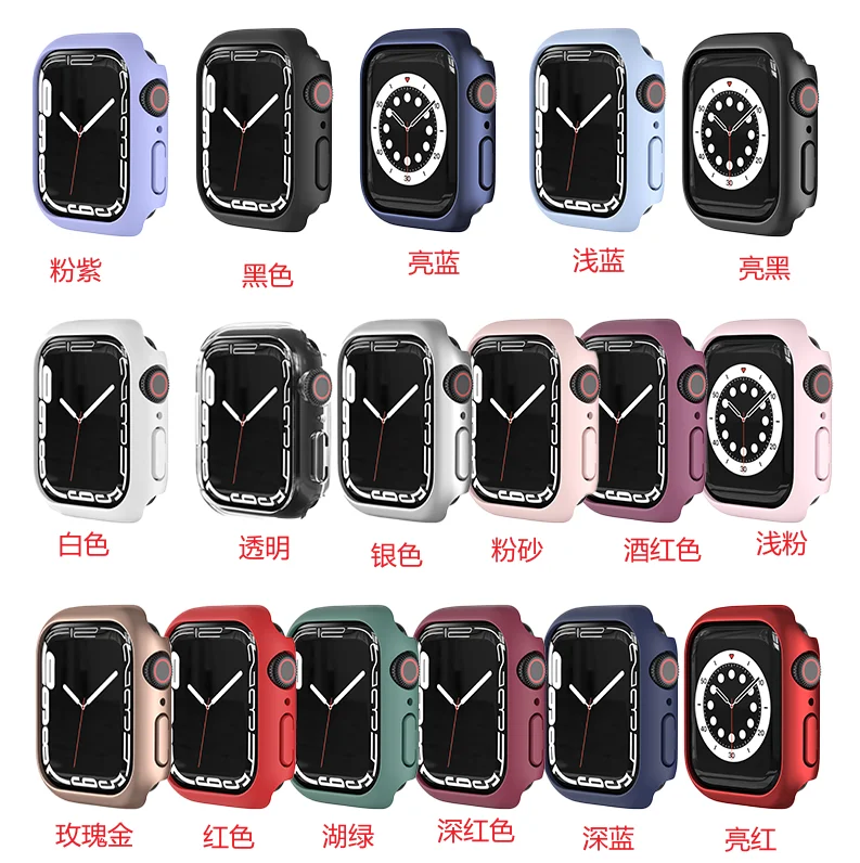 Матовый чехол для Apple Watch 7 41 мм 45 жесткий бампер из поликарбоната защитная рамка