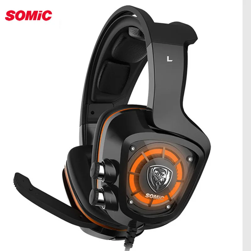 SOMiC G910 USB 7,1 Surround Sound игровая гарнитура с микрофоном светодиодный свет умная Вибрация наушники для ПК PS4