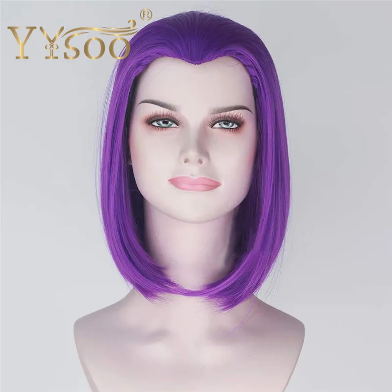 YYsoo, подростковые Титаны, Ворон, косплей, парики для женщин, унисекс, короткий, прямой, фиолетовый, парик Лолиты, панк, Прайд, косплей, костюм, парик на Хэллоуин