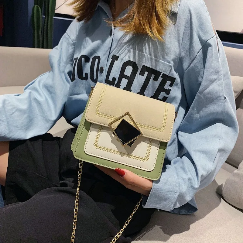 

Women Crossbody Bag Suede 2019 Fall New Nubuck Leather Brand Designer Luxury Chain Shoulder Bag Small Girls Square Messenger Bag