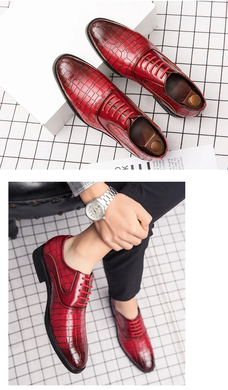 Итальянские мужские модельные туфли; Высококачественная официальная обувь со змеиным узором; элегантная мужская обувь для отдыха; Роскошные туфли под костюм; цвет черный, коричневый, синий, красный