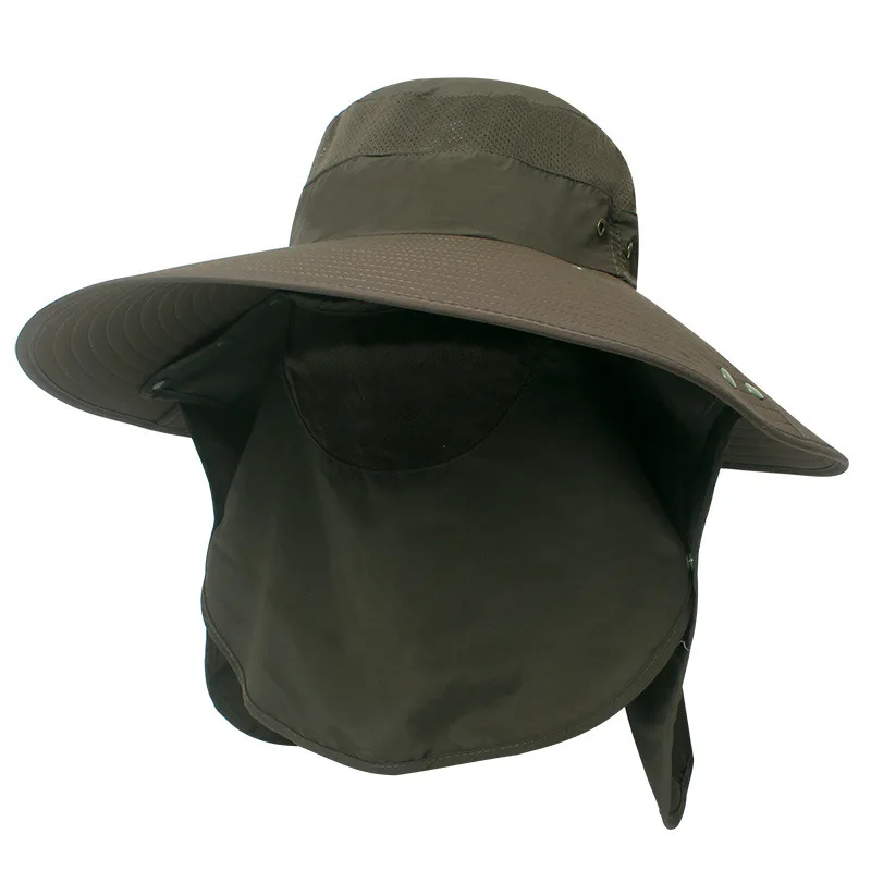 Летняя Солнцезащитная шляпа ведро для мужчин и женщин Boonie шляпа с горлышком наружная защита от ультрафиолета Большие широкие полями Туризм рыболовная сетка дышащая - Цвет: Army Green