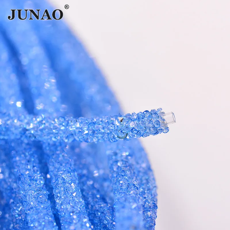 JUNAO 1 метр красочные стразы шнурок-цепочка трубки украшения из кристаллов смолы страз аппликация для платья Ювелирные изделия ремесла