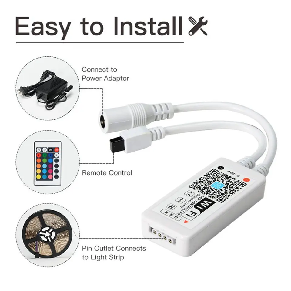 DC 5 в DC12V DC 24 В Мини Bluetooth/WiFi светодиодный RGB/RGBW контроллер iOS Android APP с 24Key ИК-пультом дистанционного управления для светодиодной ленты