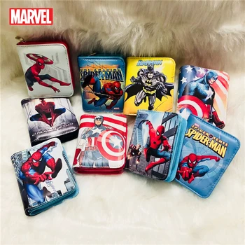 

Marvel Anime Character Spider-Man Fashion Student Short Wallet Iron Man Children Personality Wallet High Quality PU Coin Purse