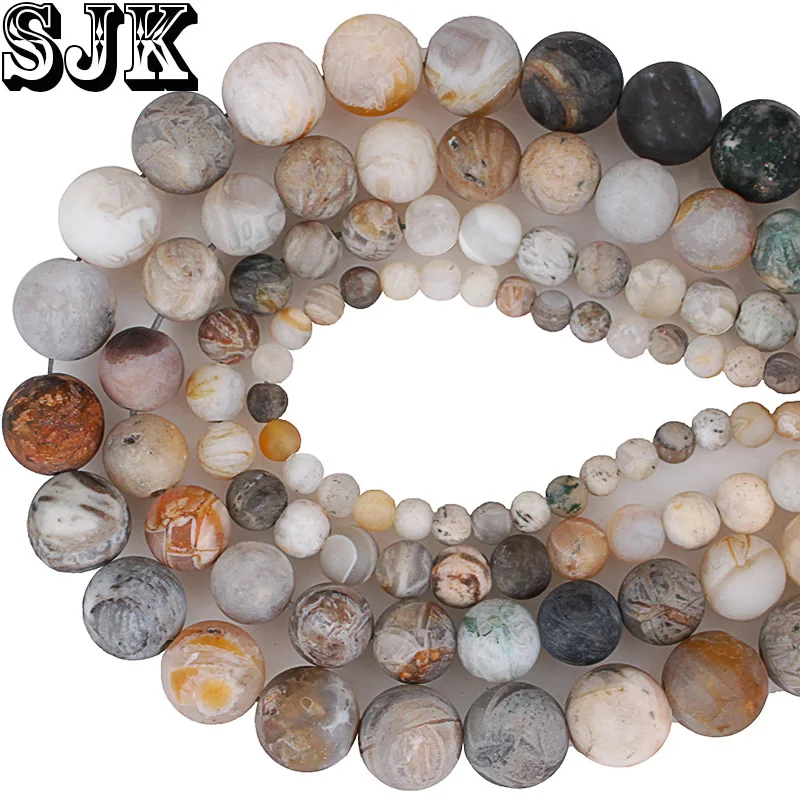 

Natural Stone Matte Frost Bamboo Leaf Agates Carnelian Round Loose Beads 4 6 8 10 12MM For Necklace Bracelet Jewelry Making