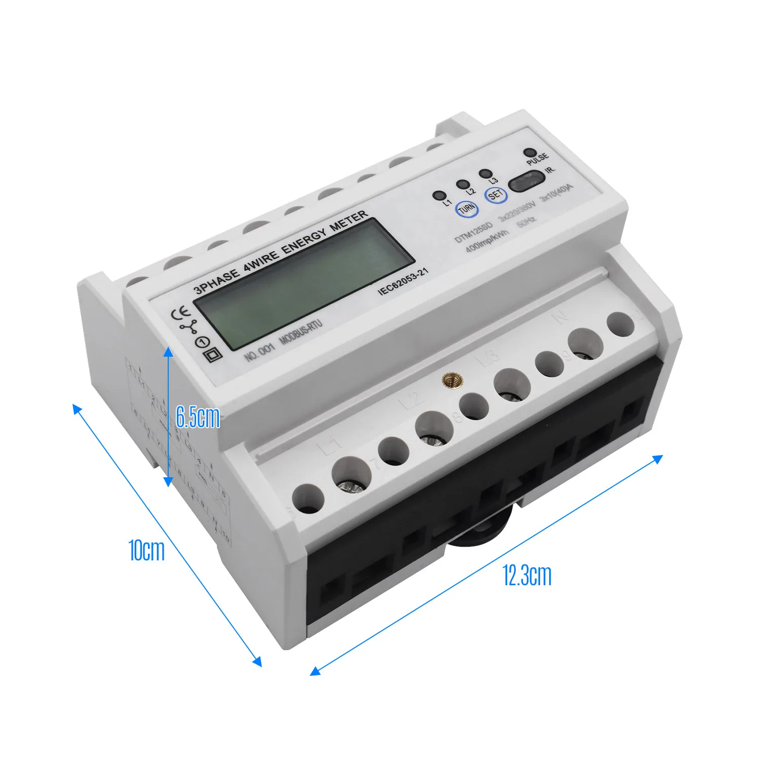 DTM125SD din-рейку счетчик энергии 3 фазы 4 провода RS485 MODBUS протокол AC220/380 В электронный счетчик, кВтч монитор энергопотребления