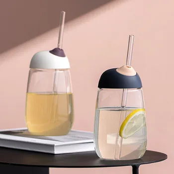 

Straw Cup Water Bottle Home Large Capacity Glass Office Modern Minimalist Drinking Cup