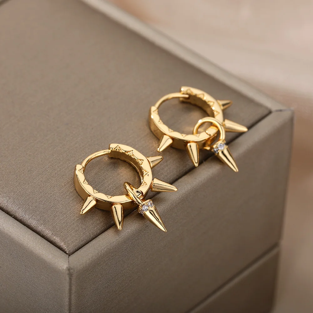 Punk Spike Rivet Stainless Steel Earrings For Women