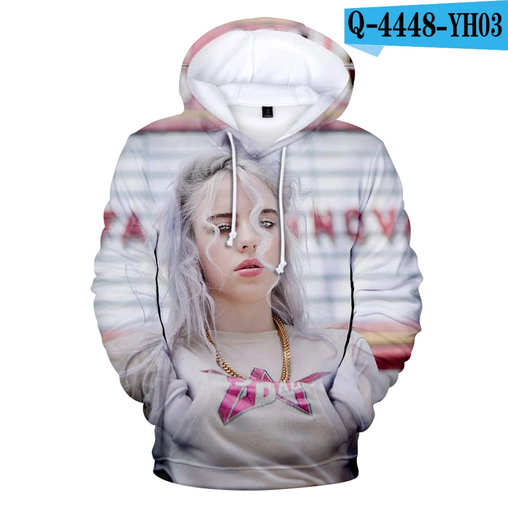 Billie Eilish, Толстовка для мужчин и женщин, толстовки с 3D принтом, толстовки осень/зима, теплые пуловеры, модная уличная одежда, 3D толстовки - Цвет: 3D