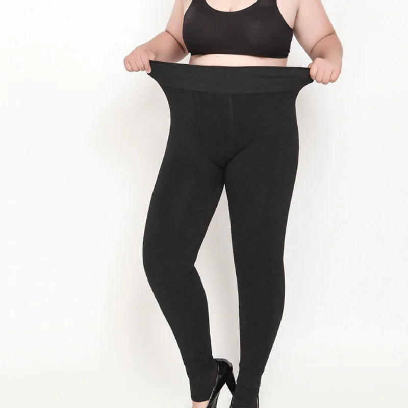 Фото Размера плюс 5XL плотные леггинсы для зимы Супер тянущиеся хорошо эластичные 700 г очень теплые флисовые леггинсы ouc688 №4