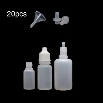 

20pcs x 5ml-100ml Empty Squeezable Dropper Bottles PE Eye E Liquid Juice Oil Dropper Containers Childproof Cap