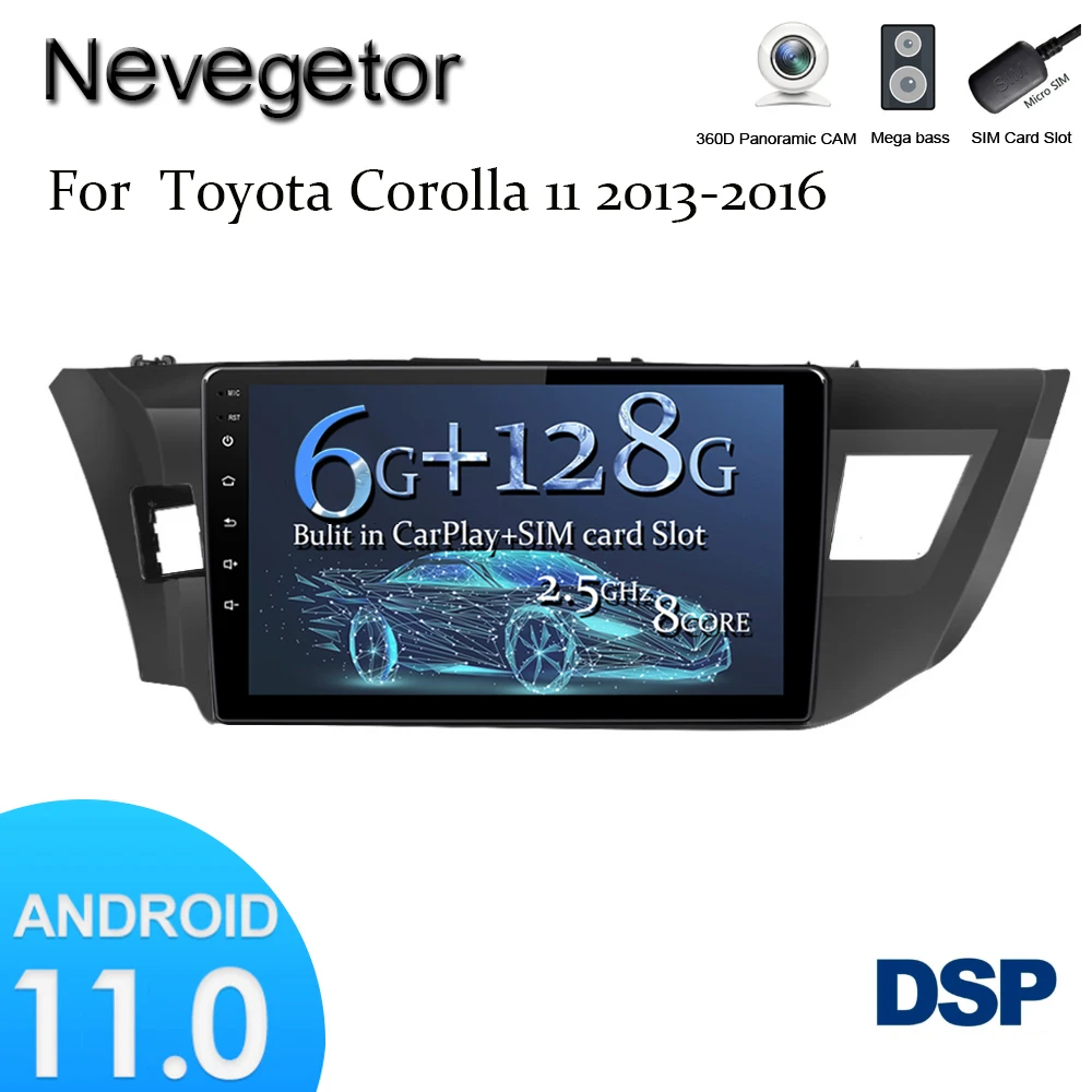 Автомагнитола 6 грамм + 128 граммов DSP 2 din Android 11 мультимедийный видеоплеер для Toyota
