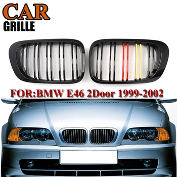 

For BMW 3 Series E46 Coupe M3 2 Door 2D Convertible 1999 2000 2001 2002 Car replacement Front Racing Grills Double line Grilles