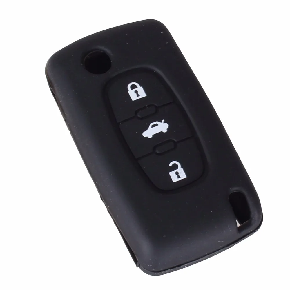 KEYYOU 30 шт. 3 кнопки силиконовый чехол для ключей от машины крышка для peugeot 107 207 307 407 308 607 для Citroen C4 C5 C6 C8 Флип брелок в виде ракушки