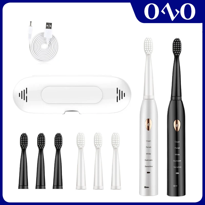Перезаряжаемая электрическая зубная щетка USB автоматическая ультразвуковая для