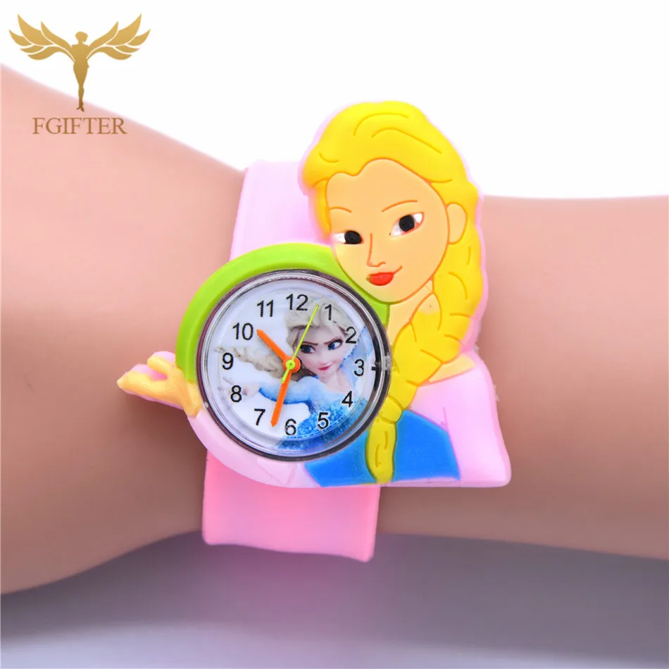 Hot Girls Princess Watches Pink Rubber Cinderella Watch for Kids Girl Plastic Quartz Wristwatch Children's Gift