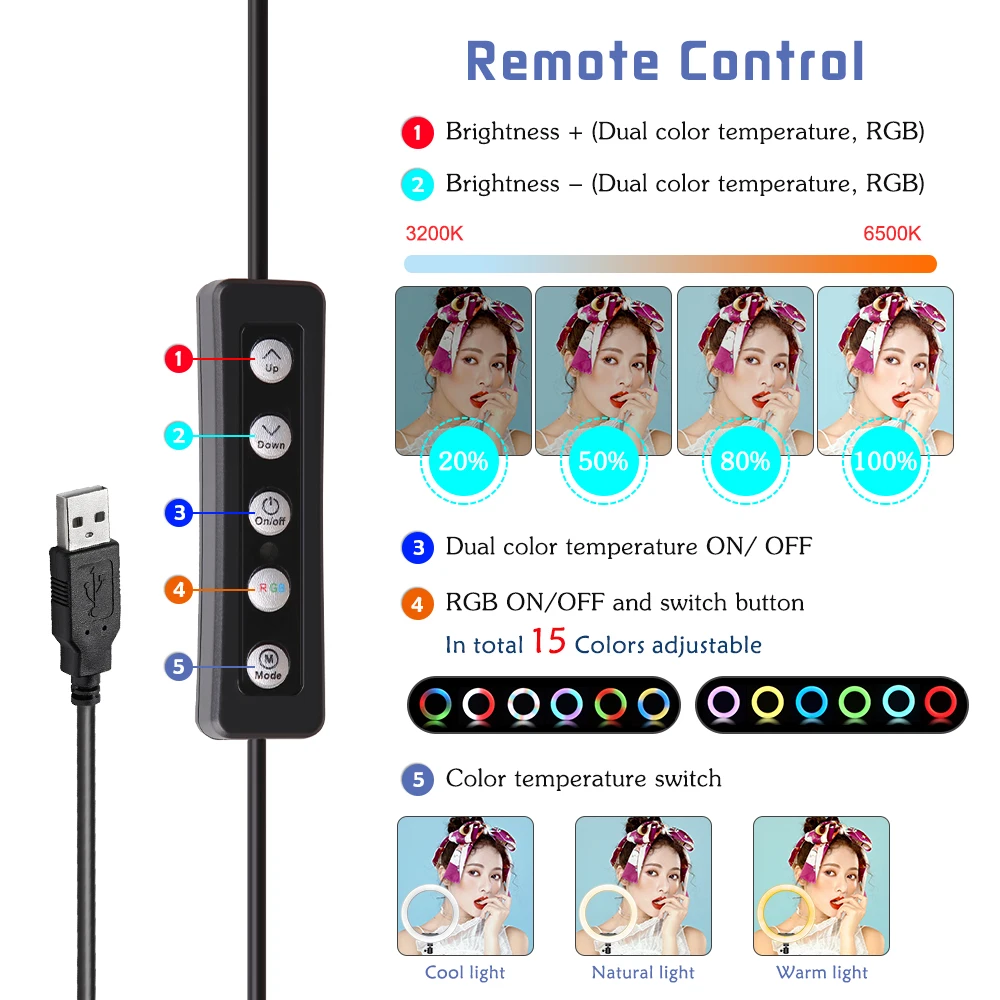 Polegada Rgb Anel Selfie Led Luz com Suporte Tripé Estúdio Fotografia Regulável Anel Lâmpadas para Telefone Youtube Maquiagem Vídeo Vlog 12 - Image 3