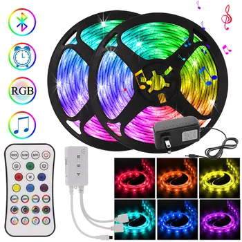Bluetooth Led Strip Verlichting 20M Voor Kamer Keuken Decor Multi Kleur Flexibele Tape Rgb Lint 5050 Led Verlichting Met afstandsbediening + Adapter Bluetooth Led Strip Verlichting 20M Voor Kamer Keuken Decor Multi Kleur Flexibele Tape Rgb Lint 5050 Led Verlichting Met afstandsbediening + Adapter