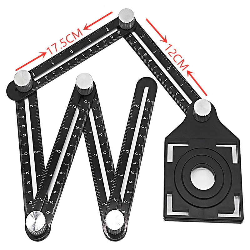 6 fold ruler Транспортир локатор плитка открытие позиционирования шаблон Многофункциональный регулируемый инструмент кладка стекла фиксированный удар угол измерения Ru - Цвет: 6 fold ruler