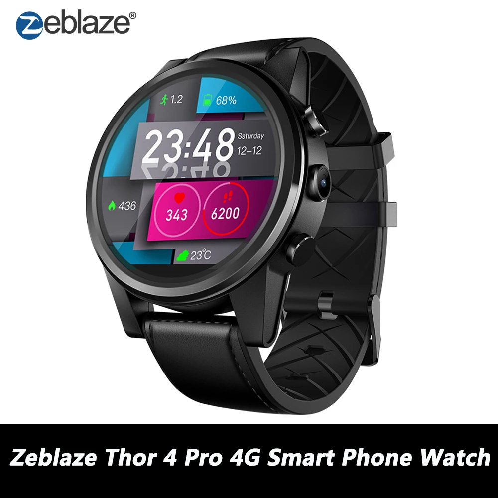 Zeblaze THOR 4 PRO 4G Смарт-часы 1 6 дюйма с кристаллами GPS/GLONASS четырехъядерный 16 Гб 600 мАч