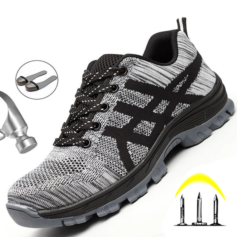 Zapatillas de trabajo indestructibles con punta de acero para hombre, calzado de seguridad, antipinchazos, envío directo