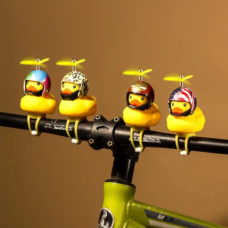 

Duck Bicycle Lamp With Spiral Fan And Helmet Horn Bell Outdoor Handlebar Light Safety Warning Lights Bike Accessories