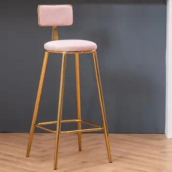 

North Europe Ins Bar Chair Net Red Light Luxury Home Back Chair Modern Simple Fashion Bar Front Desk Stool