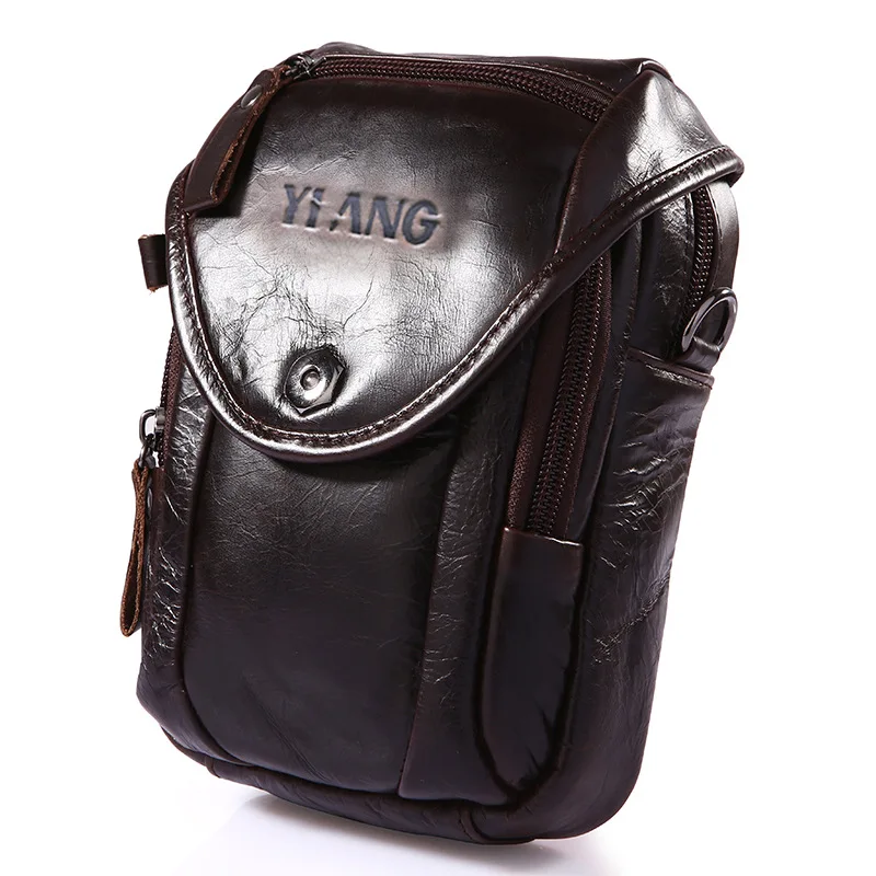 

Foreign Trade Genuine Leather Mini Wallet Men's Multi-functional Pannier Bag Wear Leather Belt Large Capacity Mobile Phone Bag S