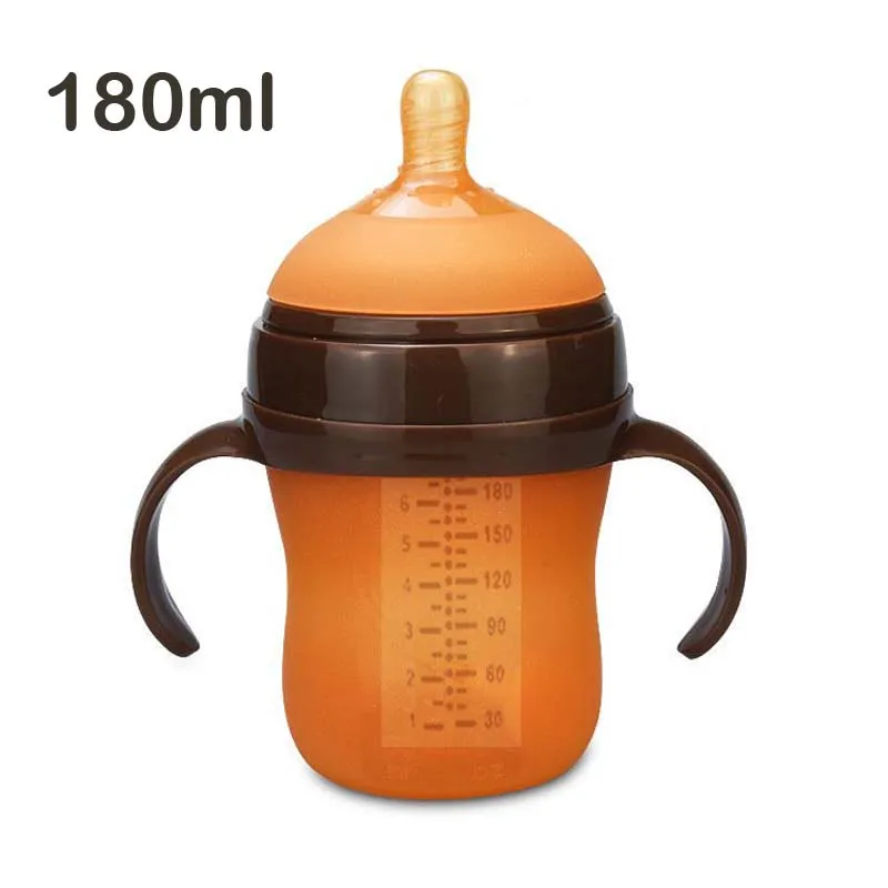 180ml Детская Бутылочка для грудного молока с широким горлышком, мягкий силиконовый контейнер для кормления отлученного молока, Детская Бутылочка для сосков Mamadeira, бутылочка для кормления новорожденных - Цвет: 180ml