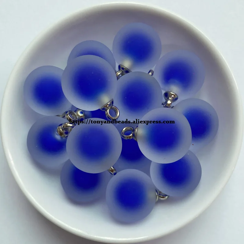 (1 Los = 10 Stück) Runde Form Matte Perle In Perle Acryl Kleiner Anhänger Größe 15mm 11 Farben für Schmuckherstellung DIY – Detail 11