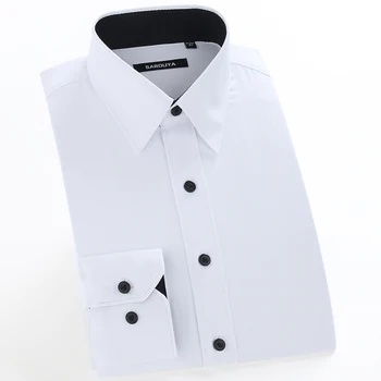 

Men's Basic Designed Long Sleeve Dress Shirts Classic Collar Regular-fit Formal Business Work Social Solid Twill Tops Shirt