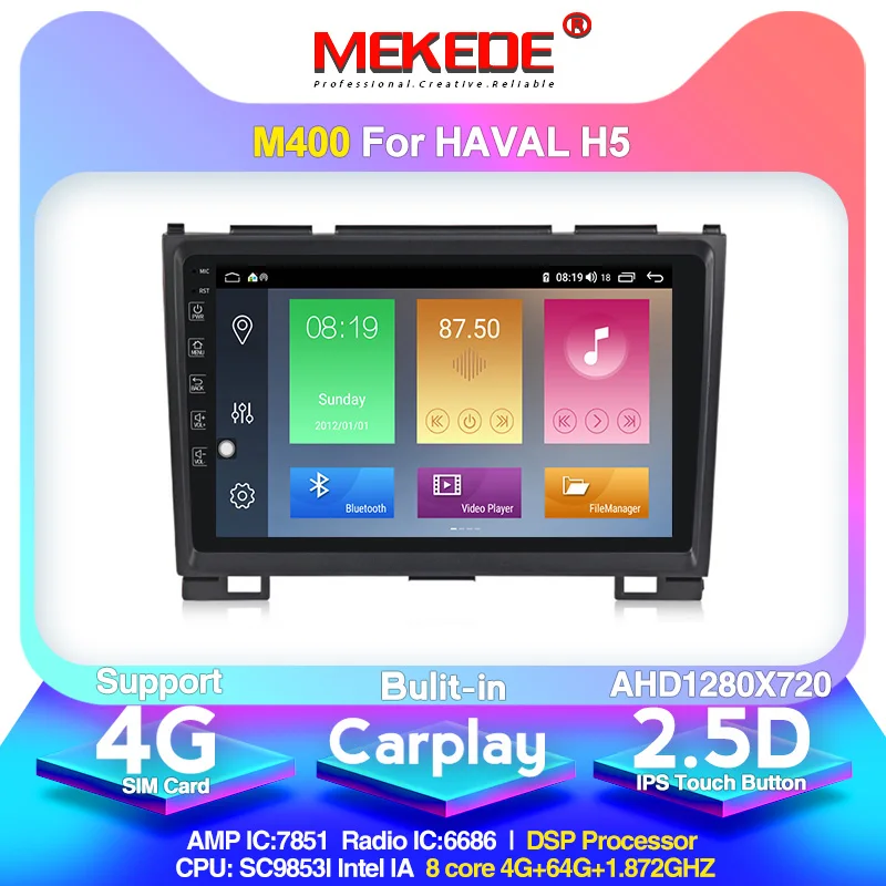 1280*720 4G+ 64G CarPlay Android 10,0 для Haval Hover Great Wall H5 H3 2010-2012 автомобильный Радио Мультимедиа Видео плеер gps 2 din dvd