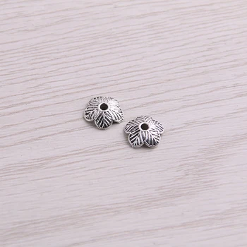 

200pcs 3*9*9mm Antique silver color Bead Caps Charm Hollow Flower Pendants Jewelry Accessories DIY Receptacle Charms