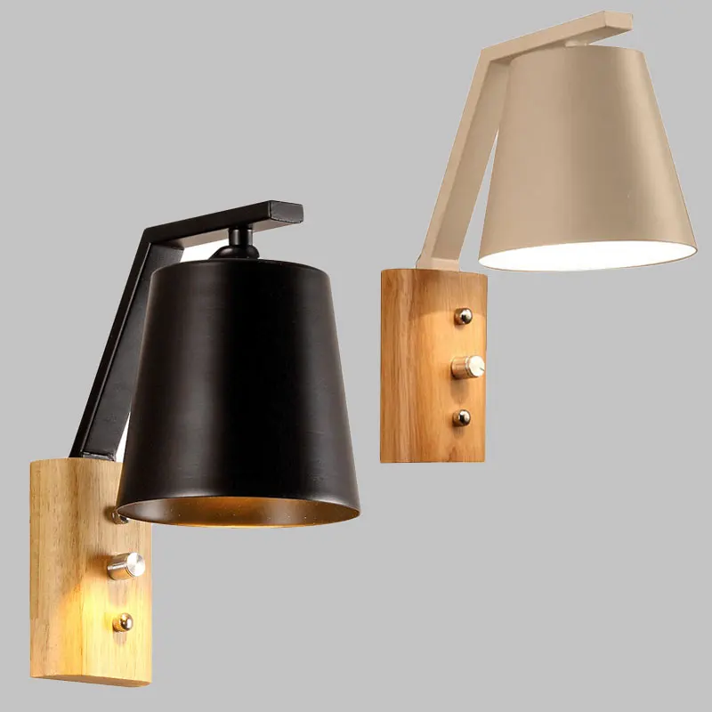

Nordic simple style LED creative wooden wall light dining room bed room wall light foyer study balcony aisle wall lamp