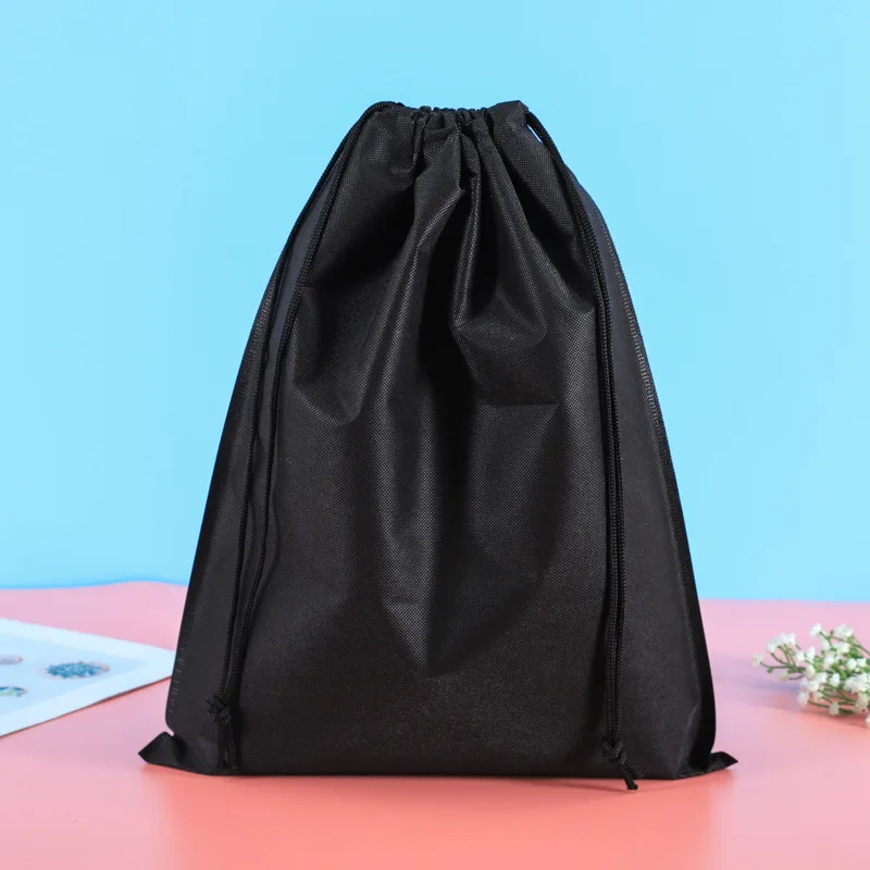 PACGOTH, модные однотонные дорожные рюкзаки на шнурке из нетканого материала, большие/маленькие сумки, унисекс, сумка для покупок - Цвет: Black