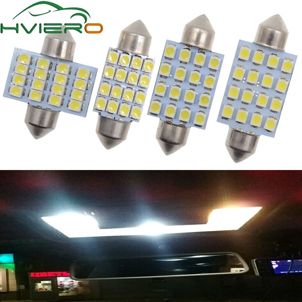 10X3528 41mm 12SMD Car Interior Dome Festoon LED Light Bulbs Lamp White 12V