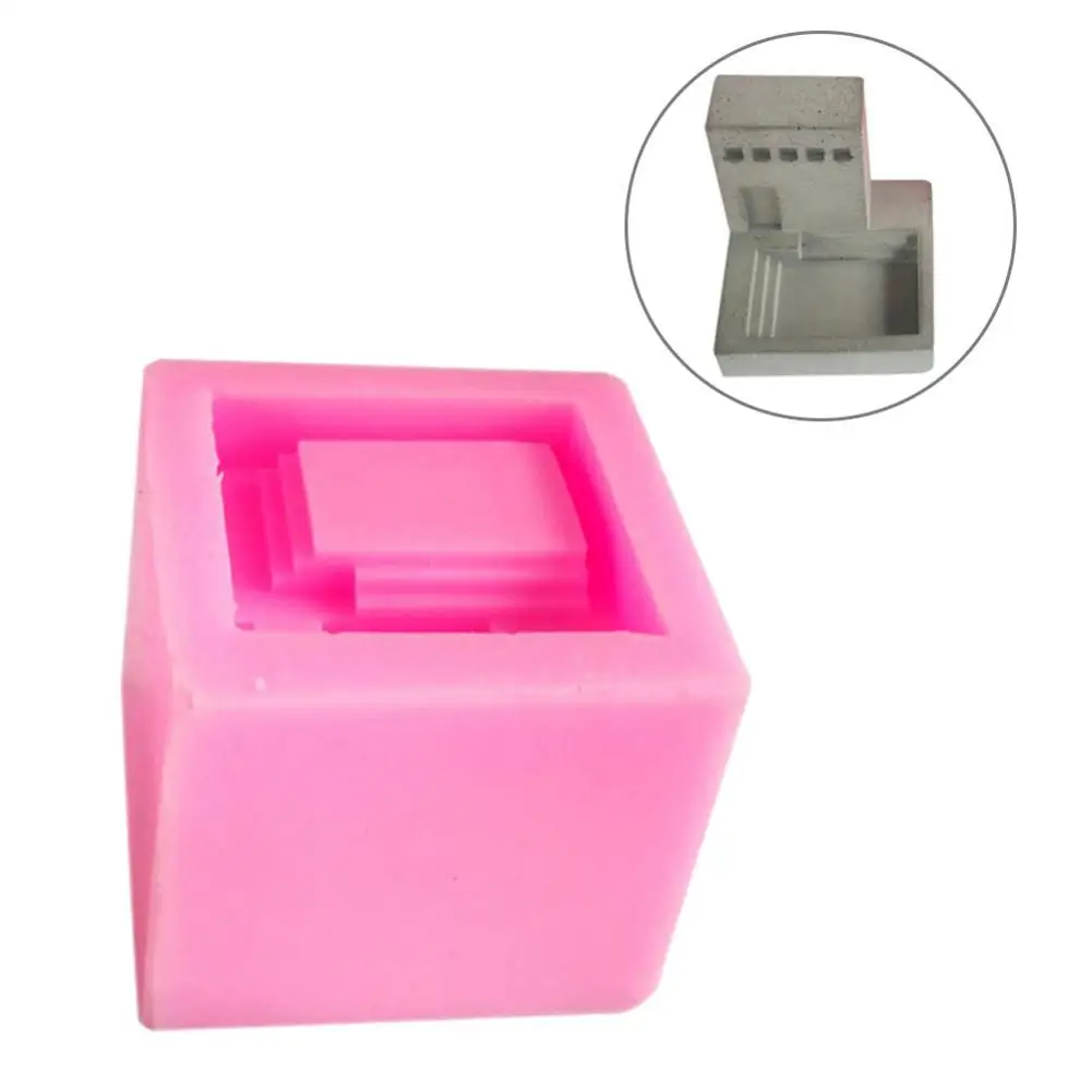 Small House Stairs Shaped Cement Pots Silicone Mold Nordic Style Stairs Type Flower Vase Mould