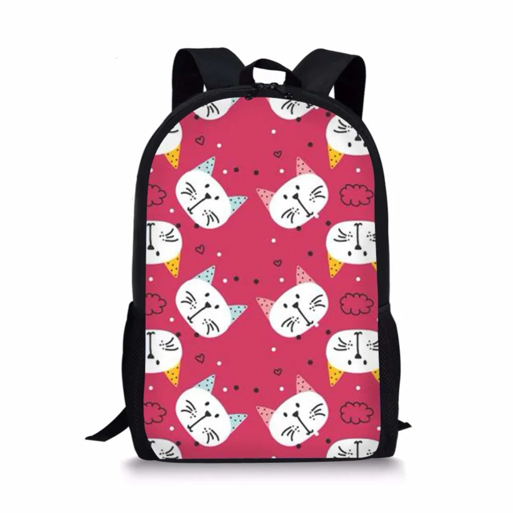 

IMIDO Cartoon Cat Pink Cute High School Backpacks For Girls High Quality Personalized Kids Book Back Polyester Large Capacity